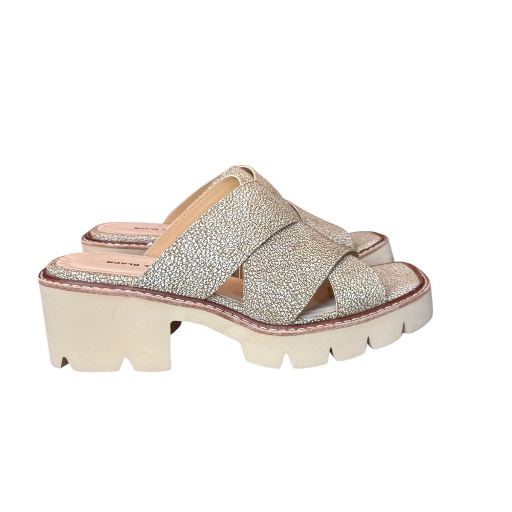 Women's All Black Platform Slip-On Sandals NWOB‎